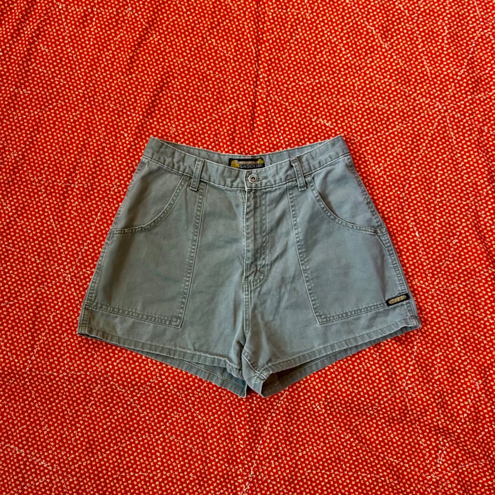 Gasoline Vintage 90s High Waisted Sage Green Cotton Shorts Women Size 11/12